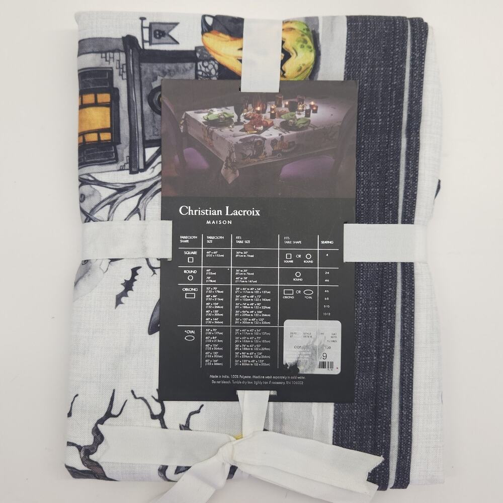 Christian Lacroix Halloween Tablecloth Oblong Skeleton Gothic Pumpkin 60x84 - Picture 6 of 9